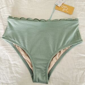 Kona Sol Green Scalloped Bikini Bottom